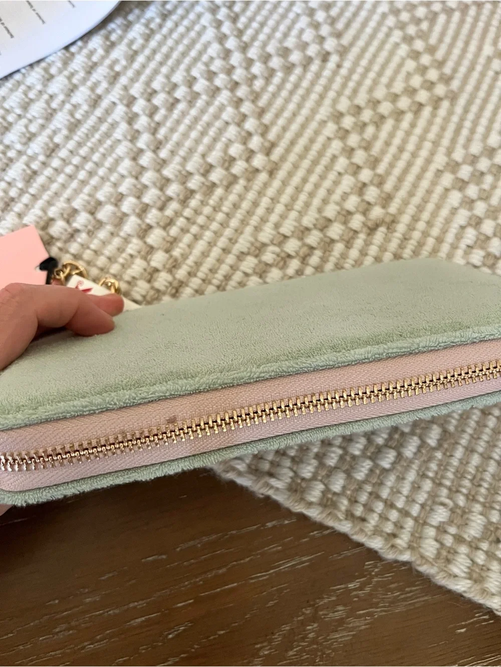 NWT Juicy Couture Sugar Rush Wallet – Frosty Green / Pink Velour